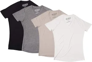 Mr. Davis Bamboo Viscose Tailored V Neck Stylish Men's Undershirt Variety 4 Pack