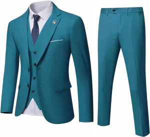 MrSure Mens 3 Piece Suit Blazer, Slim Fit Tux with 2 Button, Jacket Vest Pants & Tie Set for Party, Wedding and Business