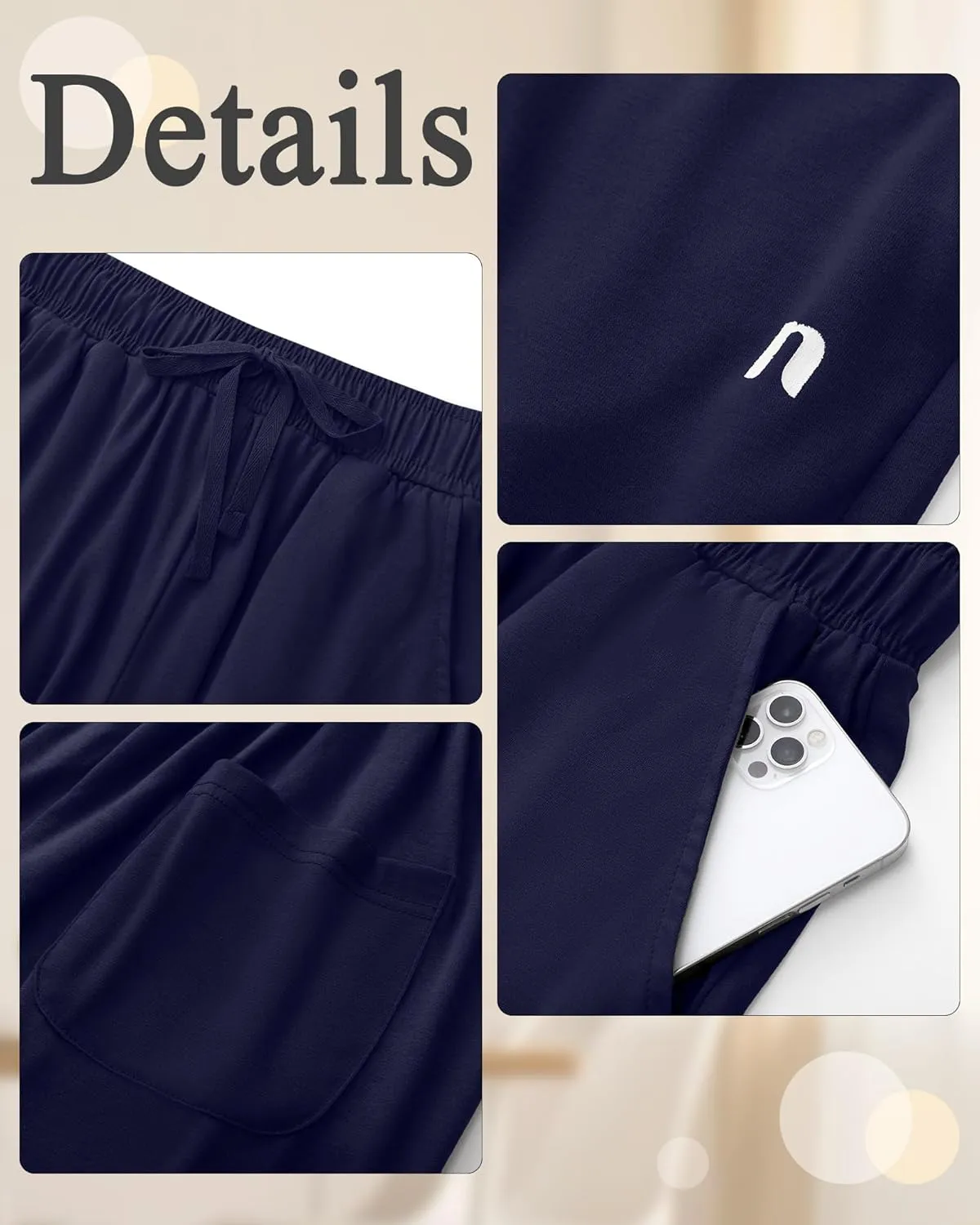 Neer 3 Pack Women's Plus Size Capris, Cotton Wide Leg Pants Casual Drawstring Capri Sweatpants Drawstring Pants with Pockets