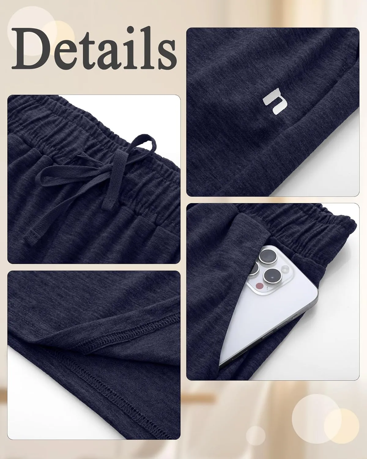 Neer 3 Pack Women's Plus Size Capris, Cotton Wide Leg Pants Casual Drawstring Capri Sweatpants Drawstring Pants with Pockets
