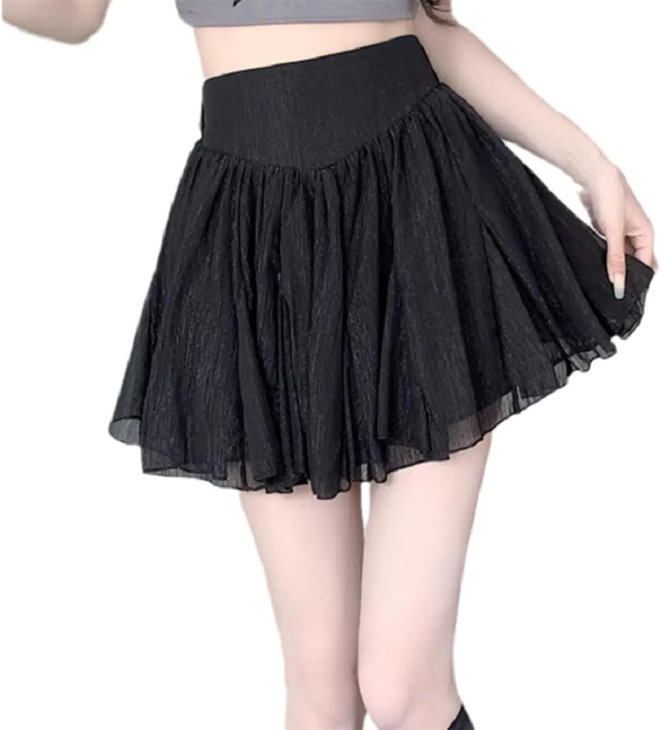 OFFSUM Womens Short Skirts - Ruffled Pleated Mini Skirt Women Summer Slim High Waist Elegant Korean Style Girls Stree