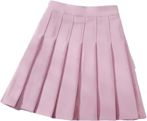 OFFSUM Womens Short Skirts - Solid Color School Girl Uniform Pleated Skirt Elastic Waist Tennis Skirts Women Summer S