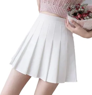 OFFSUM Womens Short Skirts - Summer Tennis Skirts Women Fashion High Waist Solid Color Pleated Mini Skirt for Daily W