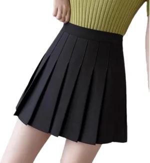 OFFSUM Womens Short Skirts - Summer Tennis Skirts Women Fashion High Waist Solid Color Pleated Mini Skirt for Daily W