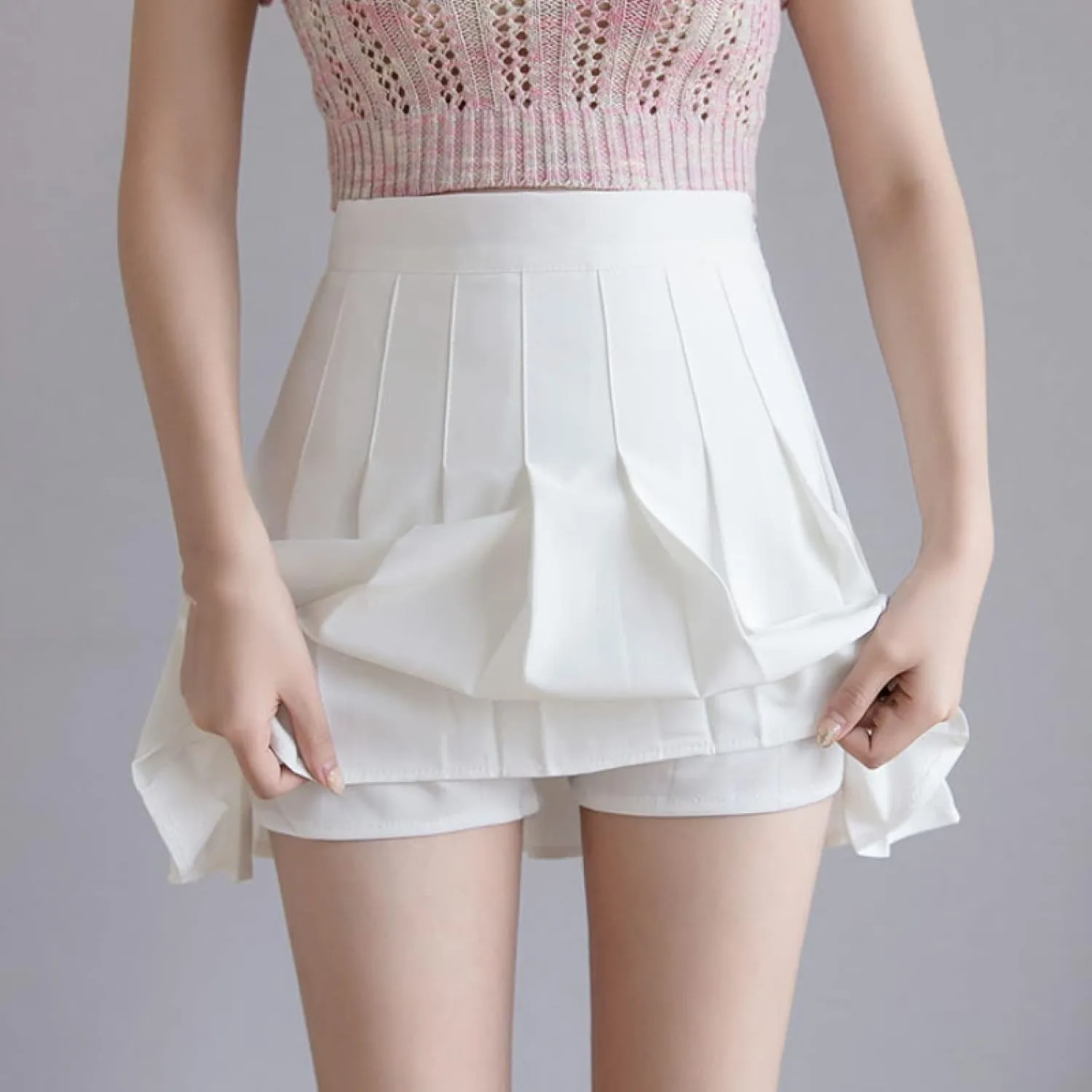OFFSUM Womens Short Skirts - Summer Tennis Skirts Women Fashion High Waist Solid Color Pleated Mini Skirt for Daily W