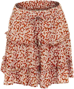 OFFSUM Womens Short Skirts - Summer Women's Skirts High Waist Ruffle Floral Beach Clothes A-Line Sexy Dress Sweet Ple