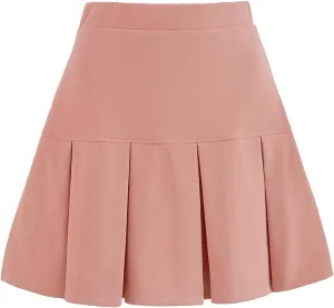 OFFSUM Womens Short Skirts - Sweet Pleated Mini Skirt Women Solid Color High Waist Vintage Simple Elegant Tennis Skir