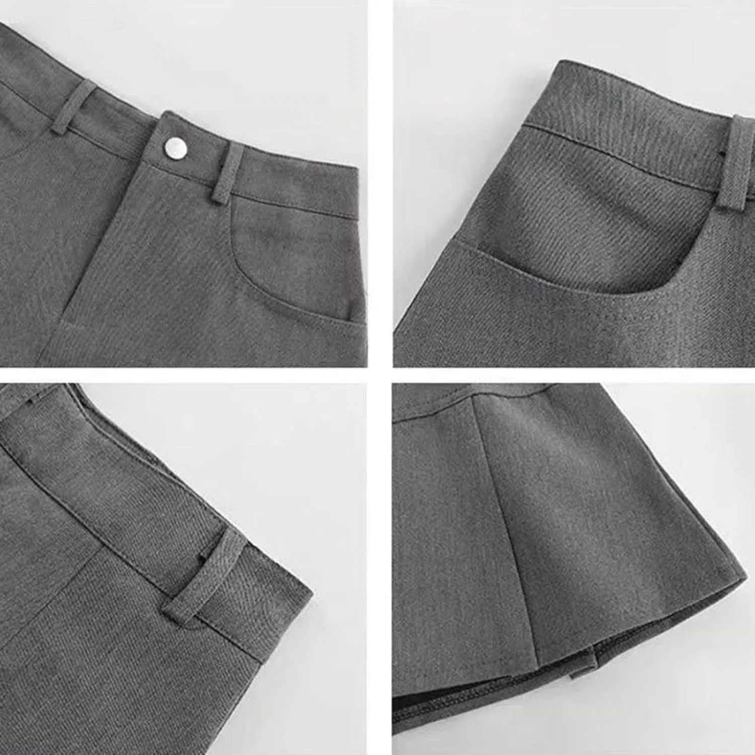 OFFSUM Womens Short Skirts - Vintage High Waist Pleated Mini Skirt Women Korean Style Streetwear Slim A-Line Skirt So