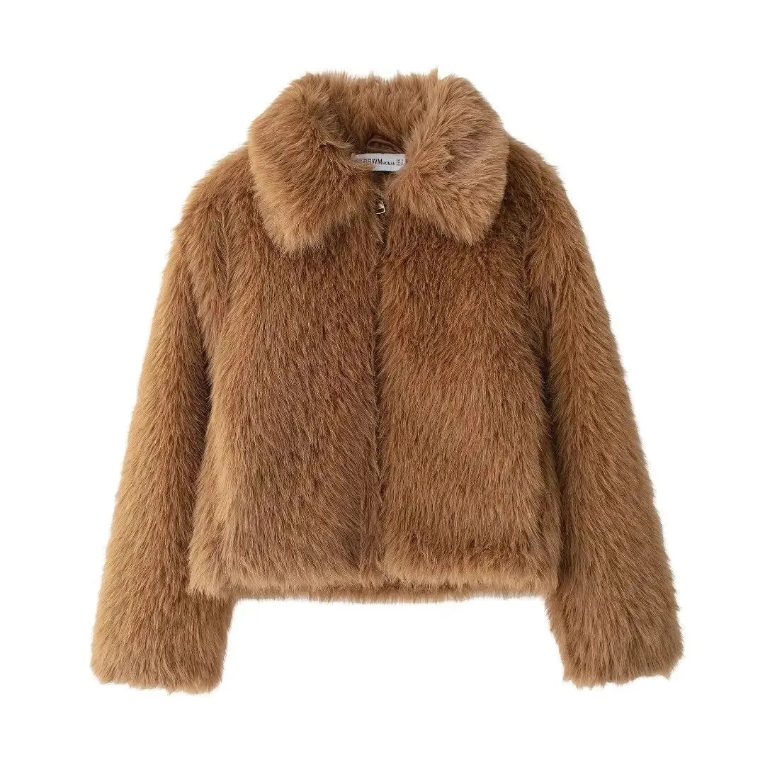 ONKOGENE 2024 Winter Vintage Faux Pelz Frauen Jacken Solide drehen-unten Kragen Langarm Warme Mantel Streetwear Fashion outwear