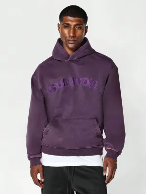 Overhead Washed Hoodie With Embroidery
