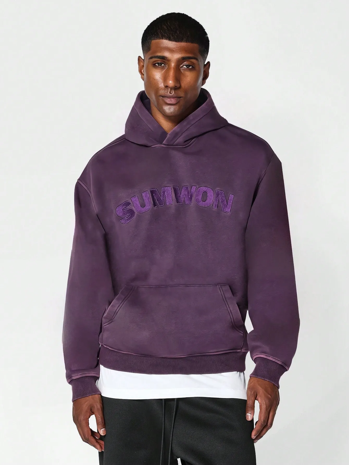 Overhead Washed Hoodie With Embroidery