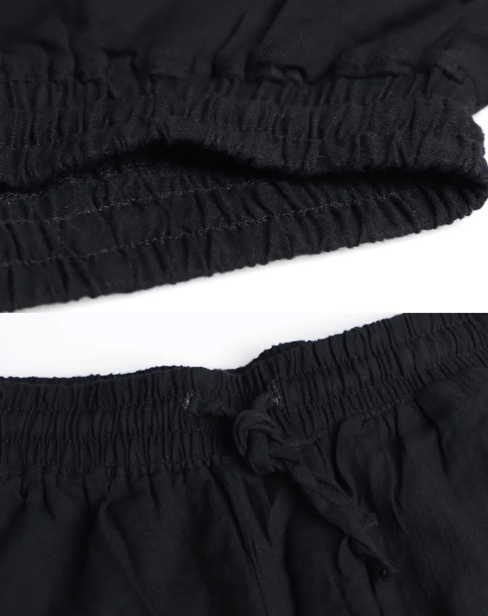 palglg Mens or Womens 100% Cotton Trousers with Elastic Waist & Out-Drawstring for Yoga Pants & Beach Wear