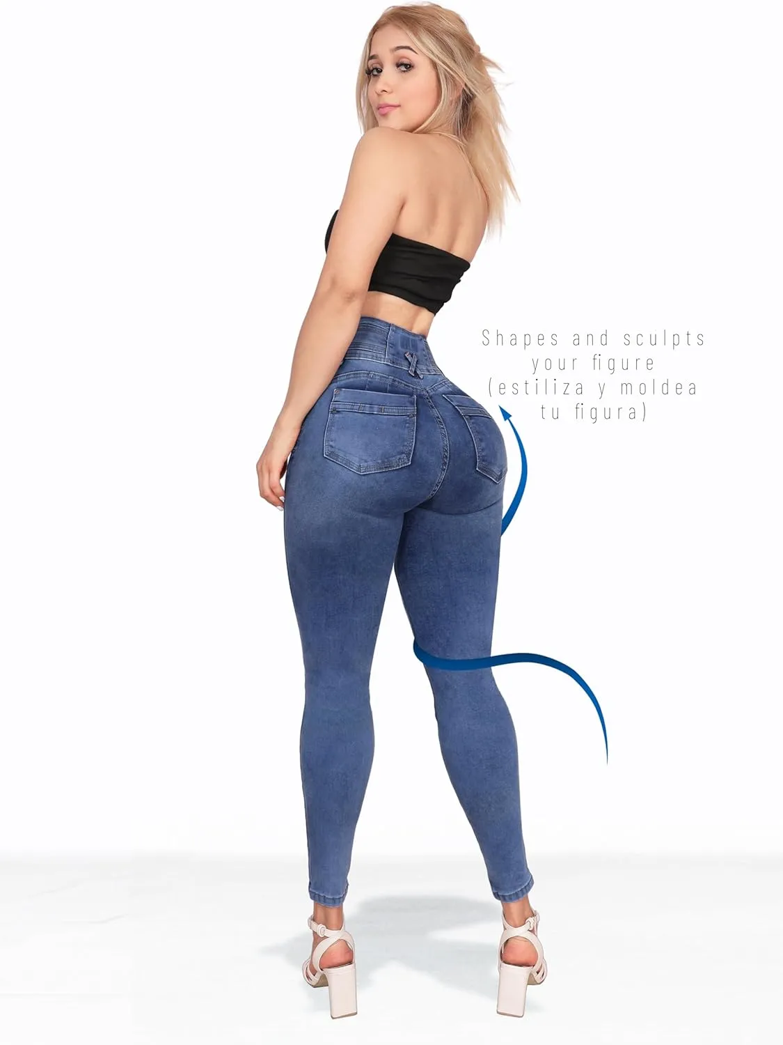 Pantalones Levanta Cola Colombian Butt Lifting Jeans - High Waisted for Women