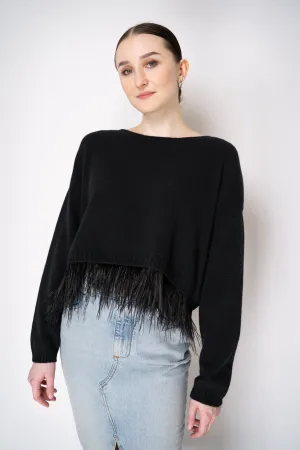 Philosophy di Lorenzo Serafini Cashmere Pullover with Detachable Feather Hem in Black