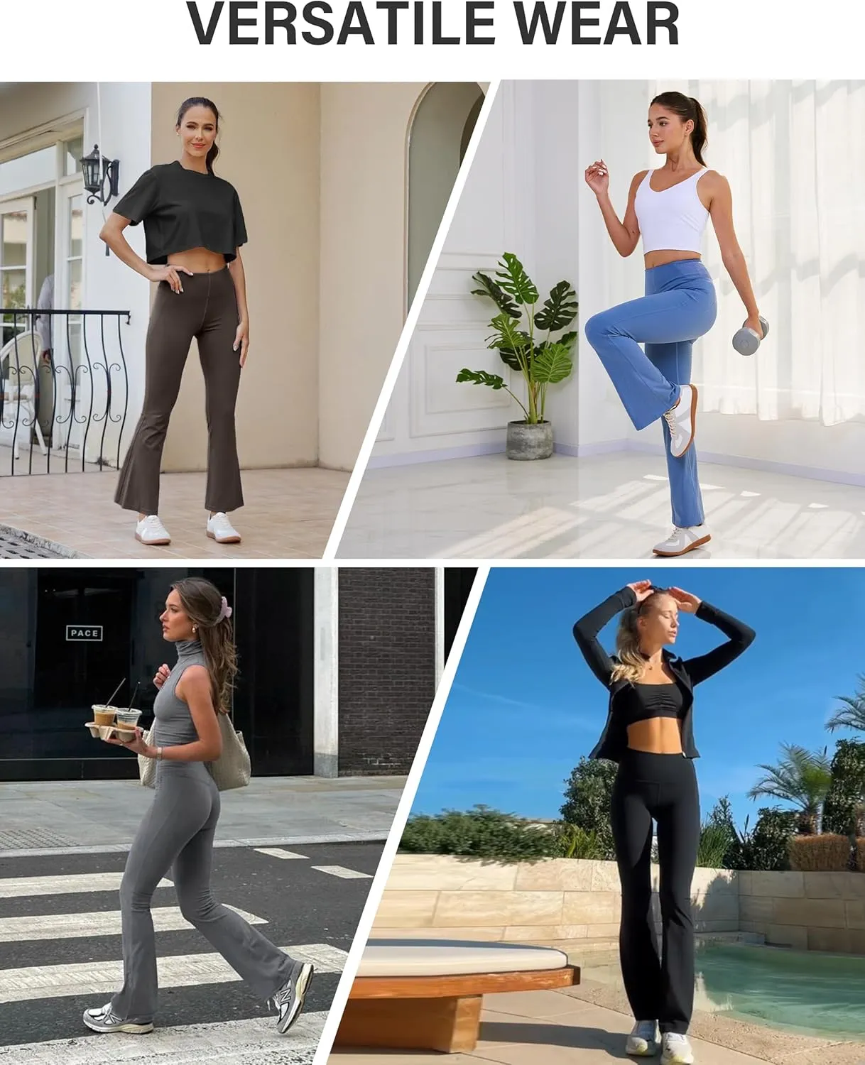 Pioneer Camp Women's Flare Yoga Pants Bootcut Flared Leggings with Pockets High Waist Tummy Control Bell Bottoms Gym Workout