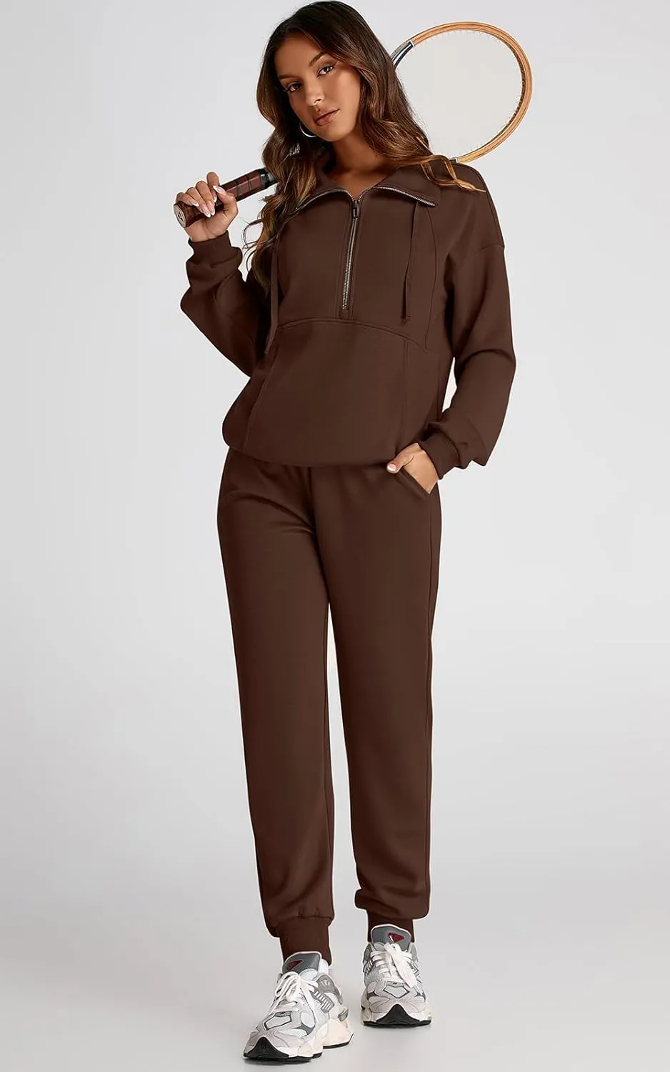 PRETTYGARDEN Long Sleeve Half Zip Sweatsuits Women 2 Piece Outfit Spring Casual Sweatshirt Sweatpants Lounge Set Tracksuit