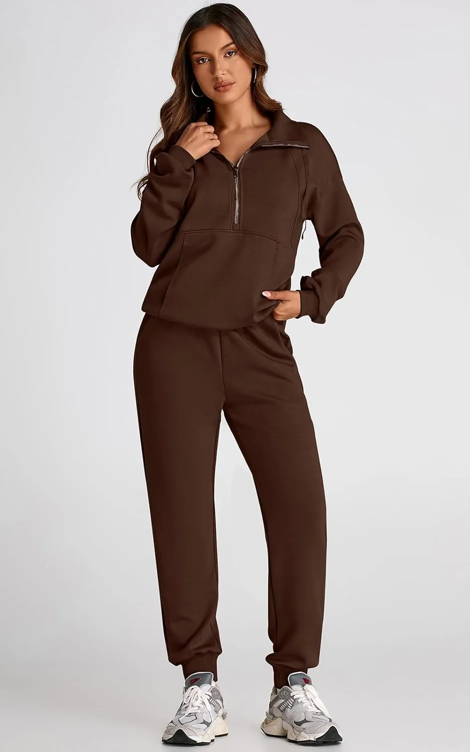PRETTYGARDEN Long Sleeve Half Zip Sweatsuits Women 2 Piece Outfit Spring Casual Sweatshirt Sweatpants Lounge Set Tracksuit