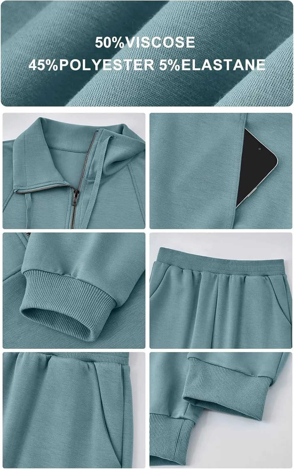 PRETTYGARDEN Long Sleeve Half Zip Sweatsuits Women 2 Piece Outfit Spring Casual Sweatshirt Sweatpants Lounge Set Tracksuit