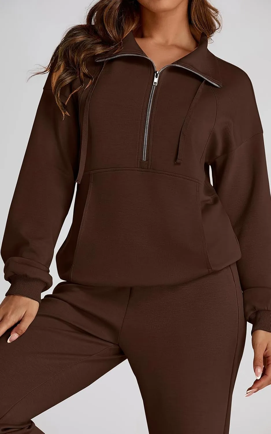 PRETTYGARDEN Long Sleeve Half Zip Sweatsuits Women 2 Piece Outfit Spring Casual Sweatshirt Sweatpants Lounge Set Tracksuit