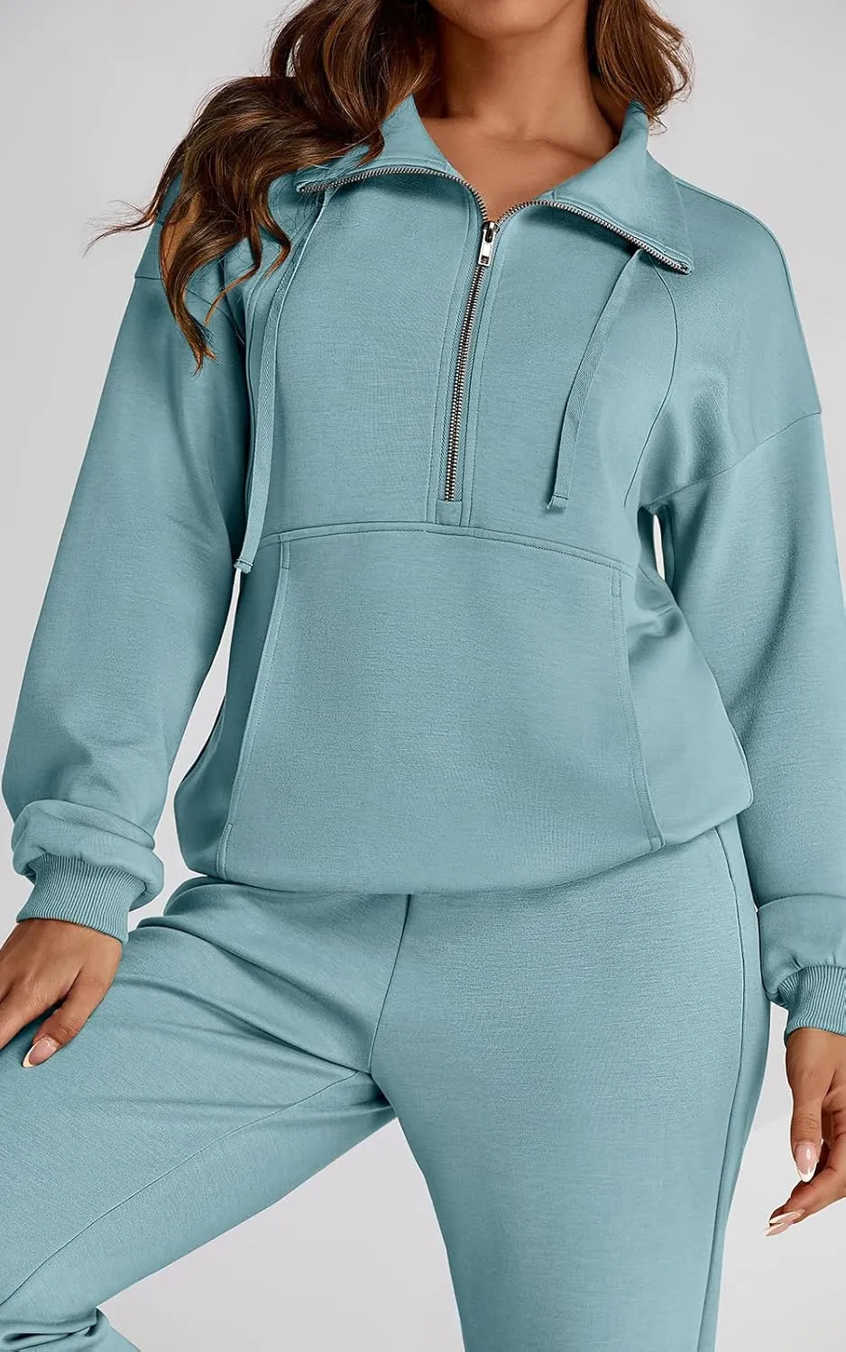 PRETTYGARDEN Long Sleeve Half Zip Sweatsuits Women 2 Piece Outfit Spring Casual Sweatshirt Sweatpants Lounge Set Tracksuit