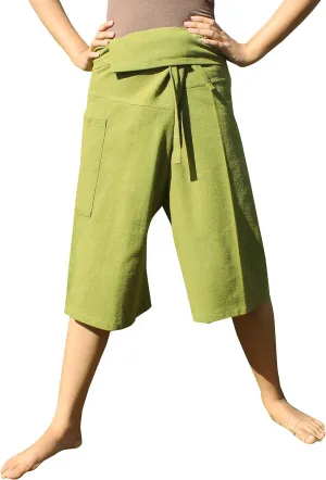RaanPahMuang Thai Fisherman Shorts Men/Women, Loose Yoga, Pirate, Harem Pants, 100% Cotton, Unisex Kimono Pants