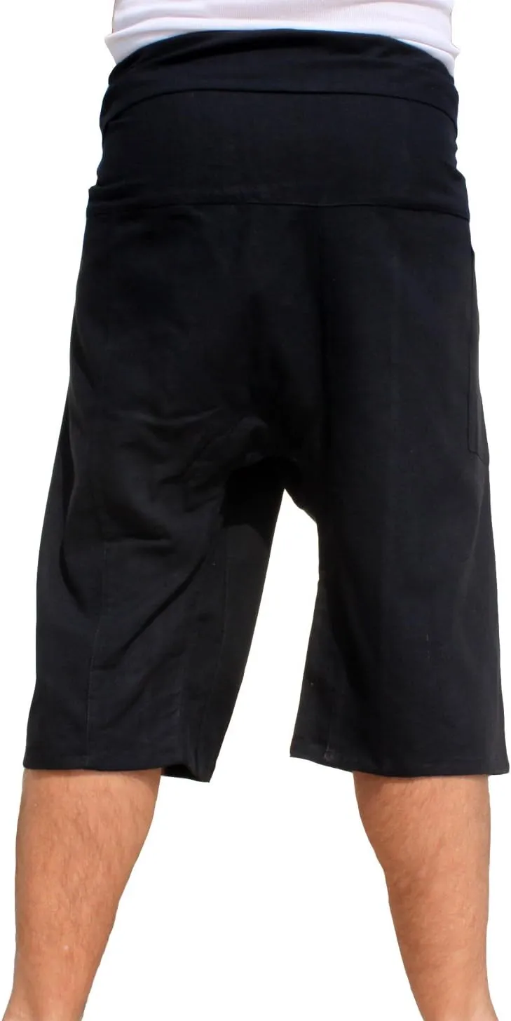 RaanPahMuang Thai Fisherman Shorts Men/Women, Loose Yoga, Pirate, Harem Pants, 100% Cotton, Unisex Kimono Pants