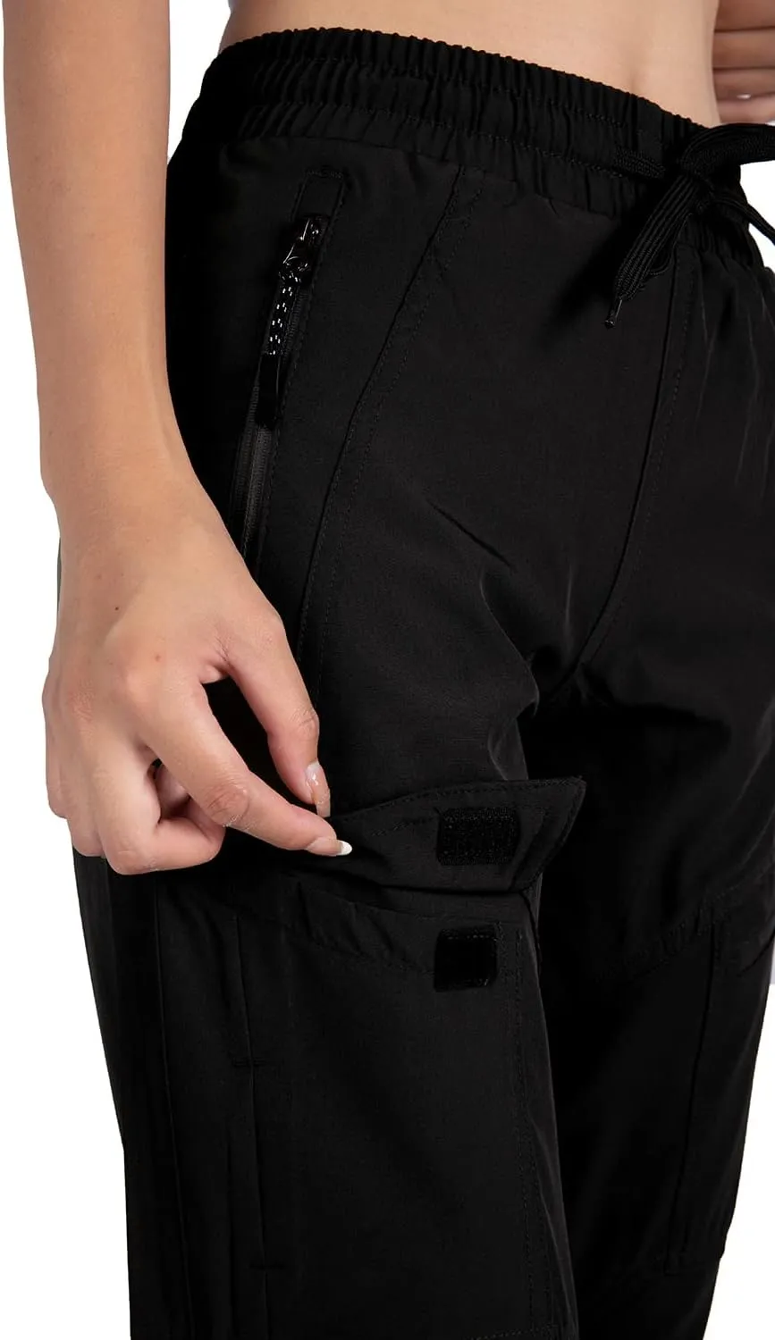 Singbring Women's Athletic Hiking Cargo Joggers Pants Outdoor Workout Lightweight Quick Dry UPF 50 Zipper Pockets