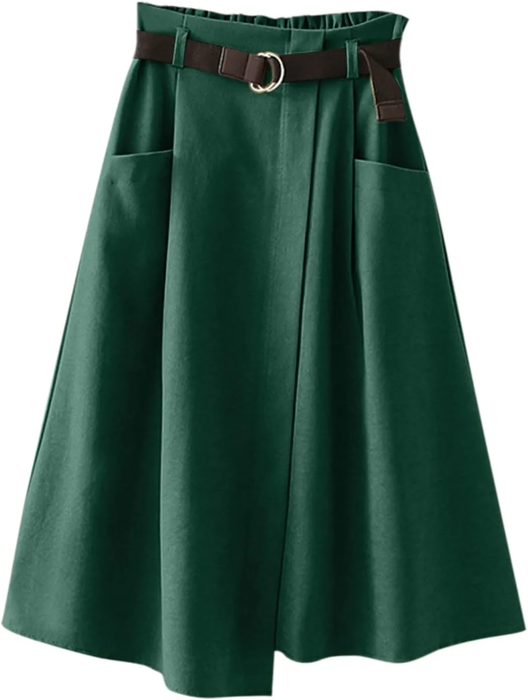 Skirts for Women Trendy Ruffle Layered Pleated Skirts Solid Ankle Length Midi Skirt Elastic Waistband for Women