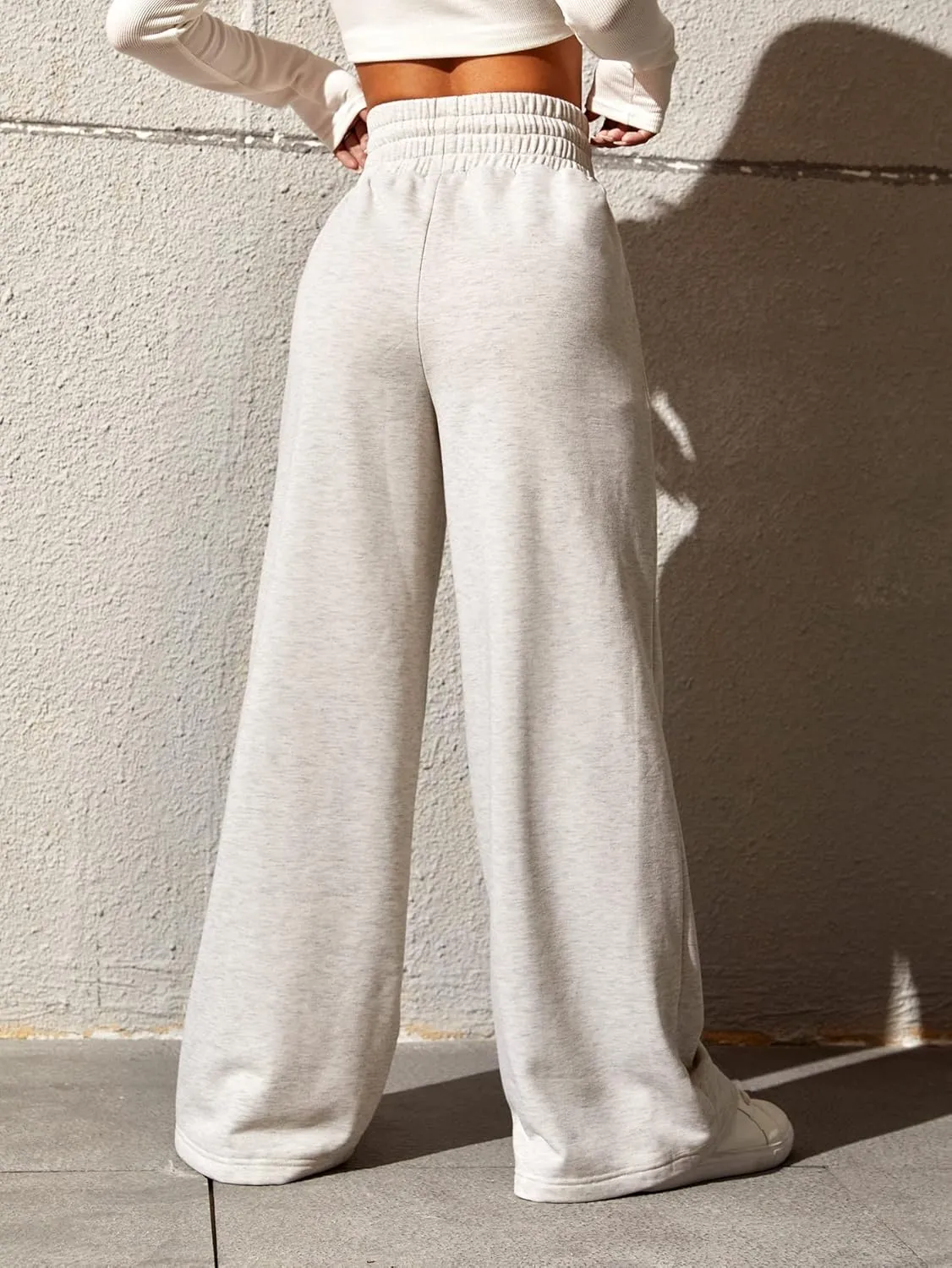 SOLY HUX Women's High Waisted Drawstring Wide Leg Long Sweatpants Casual Loose Pants with Pockets