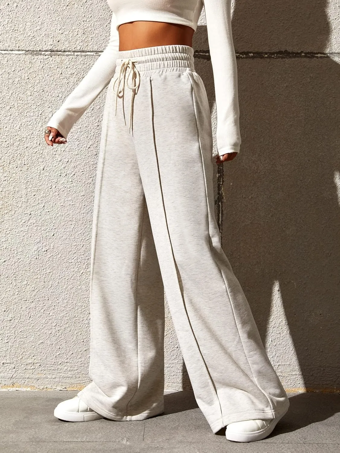 SOLY HUX Women's High Waisted Drawstring Wide Leg Long Sweatpants Casual Loose Pants with Pockets