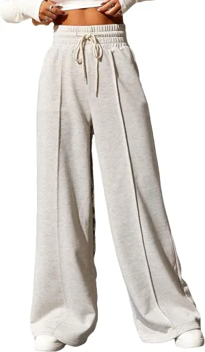 SOLY HUX Women's High Waisted Drawstring Wide Leg Long Sweatpants Casual Loose Pants with Pockets