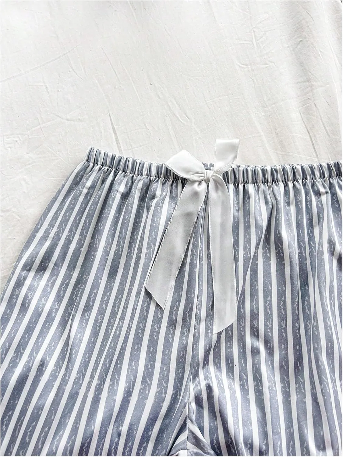 SOLY HUX Women's Lounge Set Short Sleeve Top and Striped Shorts Pants Pajamas Sleepwear 3 Piece Set