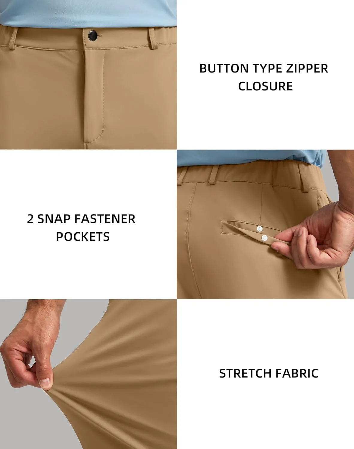 Soothfeel Men's Golf Pants with 5 Pockets Slim Fit Stretch Sweatpants Casual Travel Dress Work Pants for Men