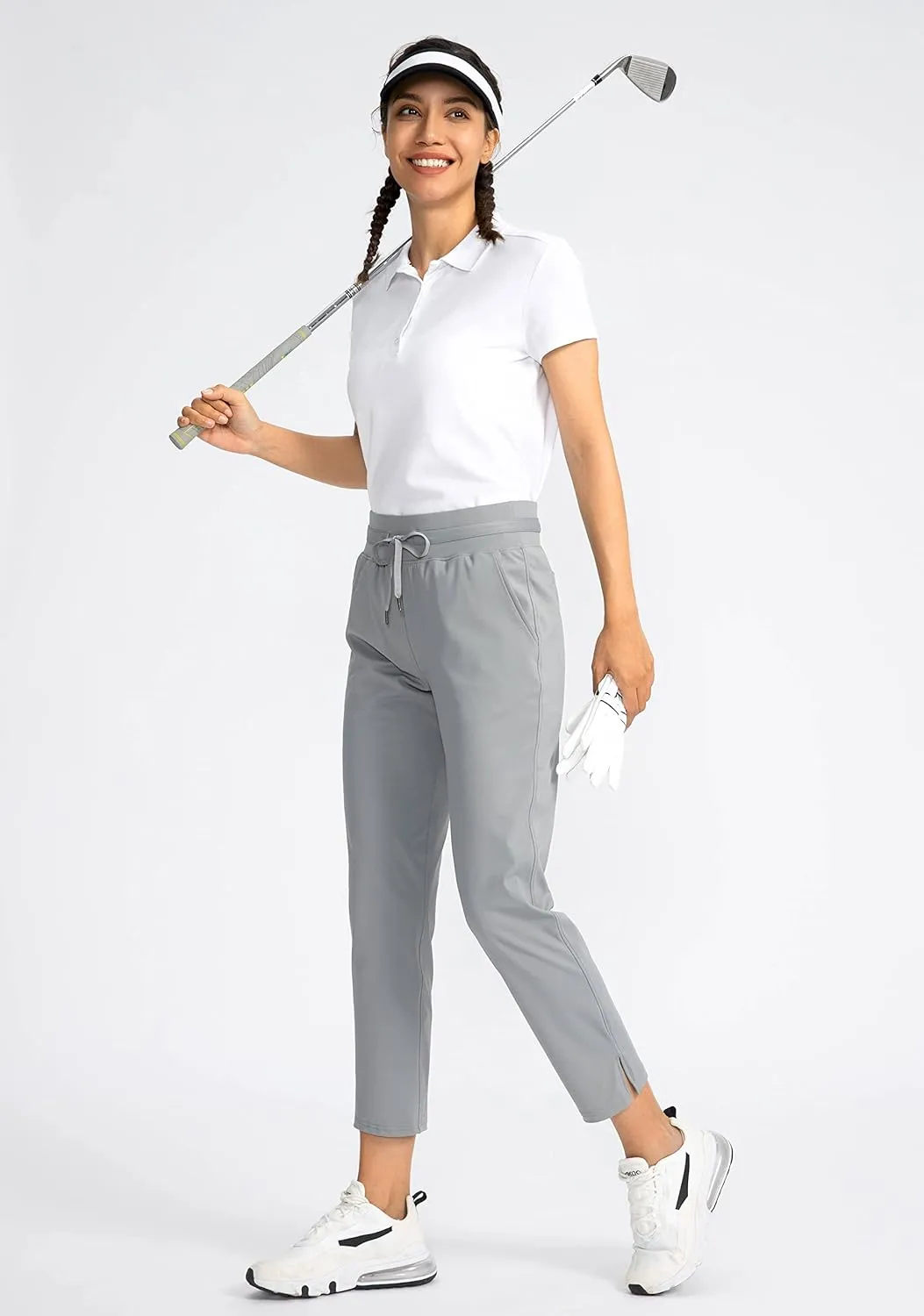 Soothfeel Women's Pants with 4 Pockets 7/8 Stretch High Waisted Sweatpants Travel Athletic Work Golf Pants for Women