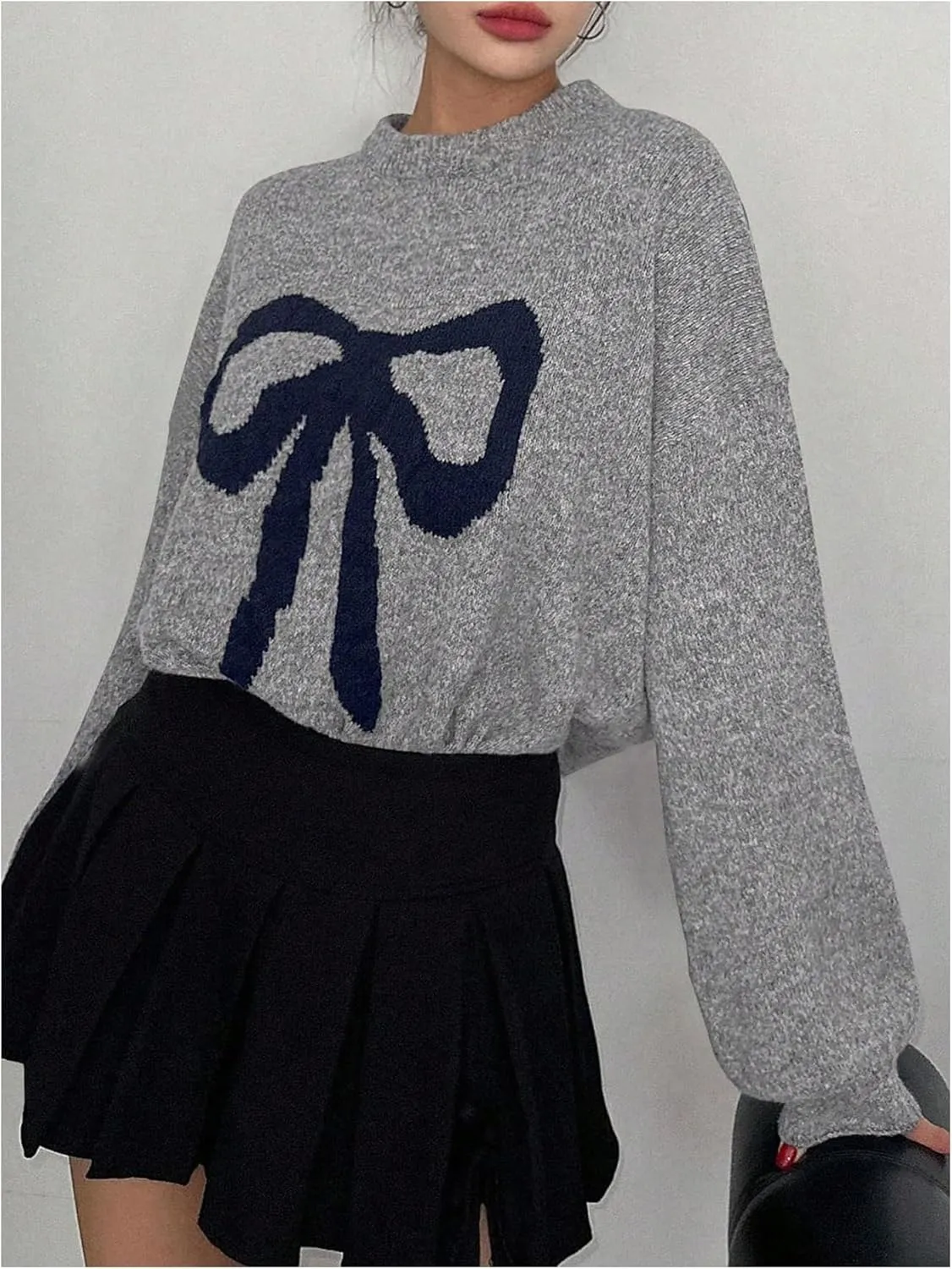 Stylish Bow-Knot Oversized Knitted Sweater