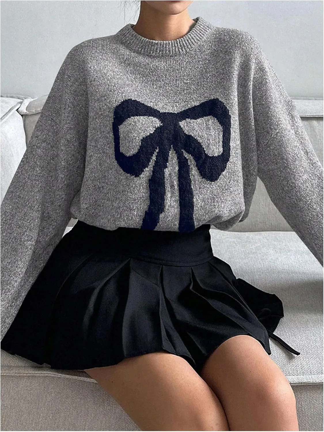 Stylish Bow-Knot Oversized Knitted Sweater