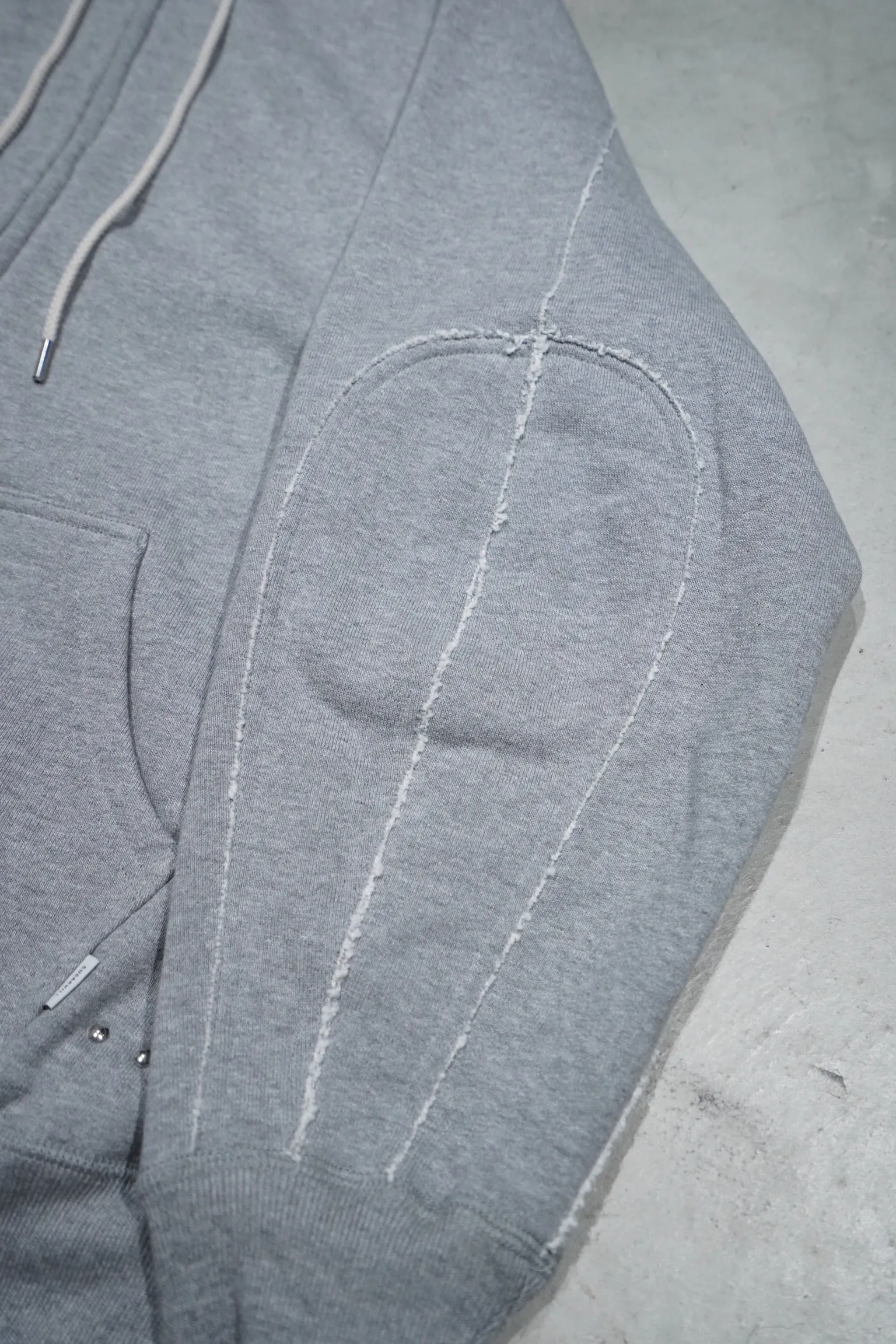 SUGARHILL ZIP-UP RAW EDGE HOODIE(GRAY)