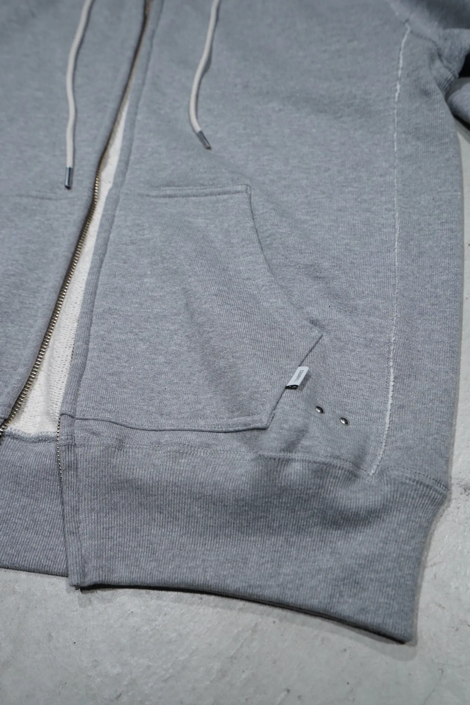 SUGARHILL ZIP-UP RAW EDGE HOODIE(GRAY)