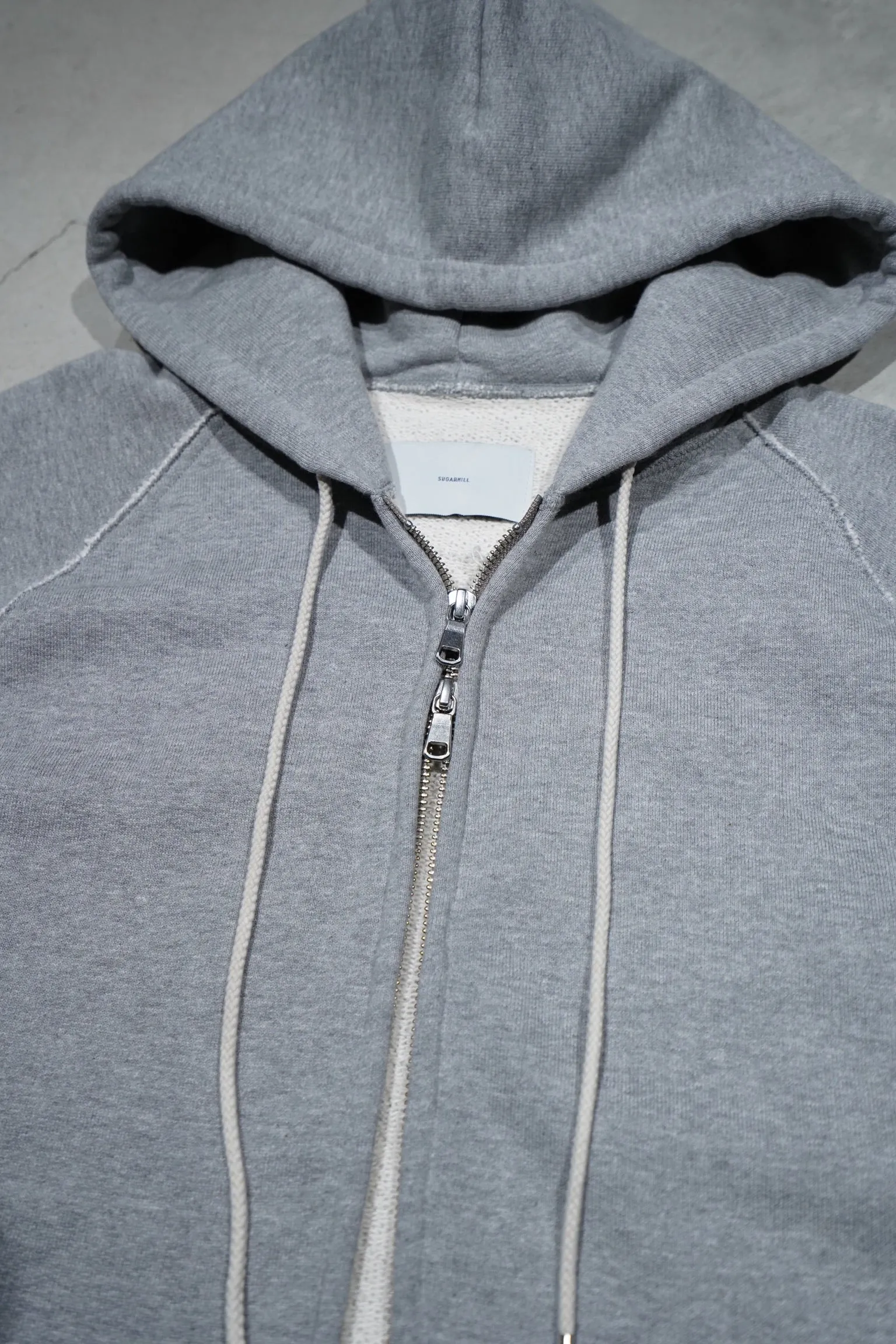 SUGARHILL ZIP-UP RAW EDGE HOODIE(GRAY)