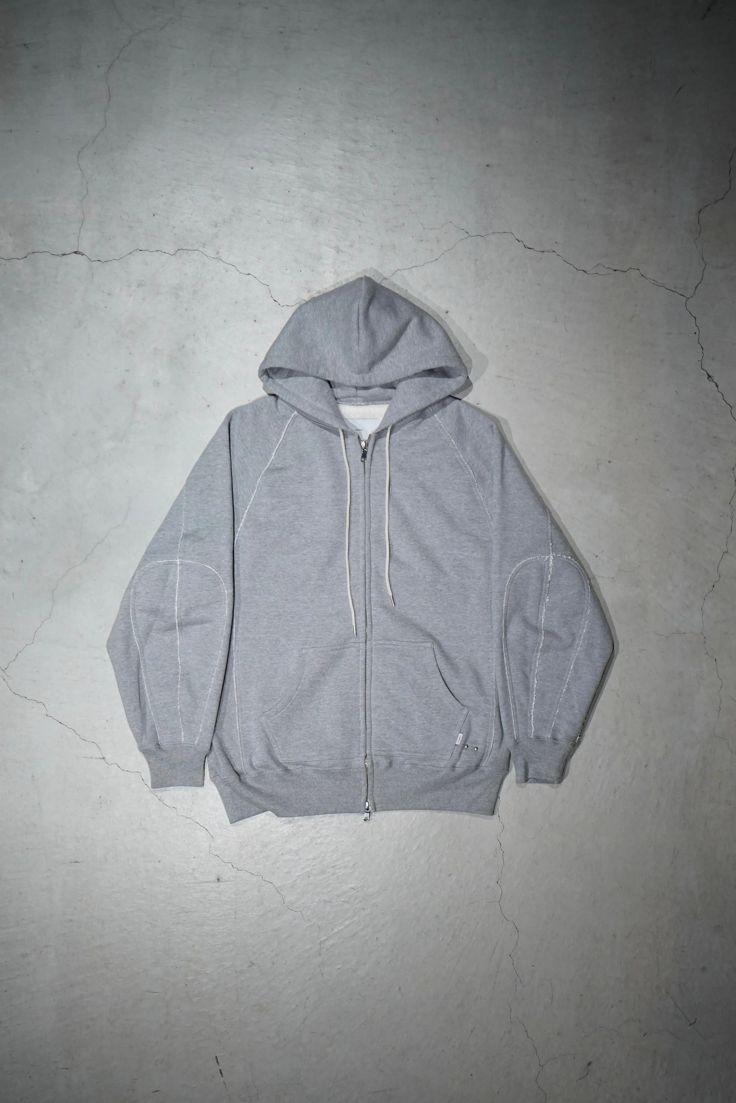 SUGARHILL ZIP-UP RAW EDGE HOODIE(GRAY)