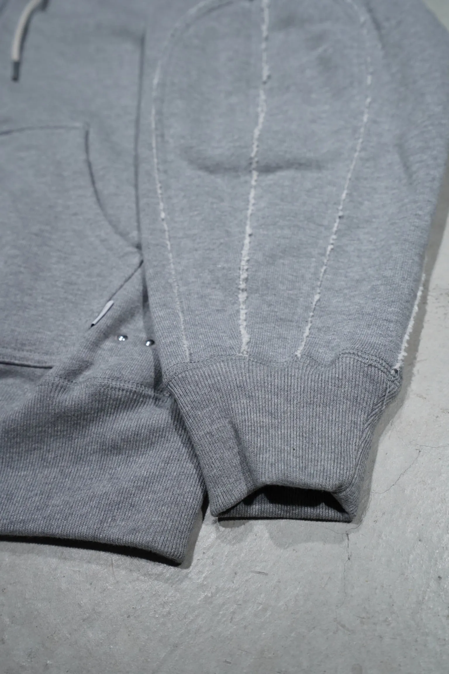 SUGARHILL ZIP-UP RAW EDGE HOODIE(GRAY)