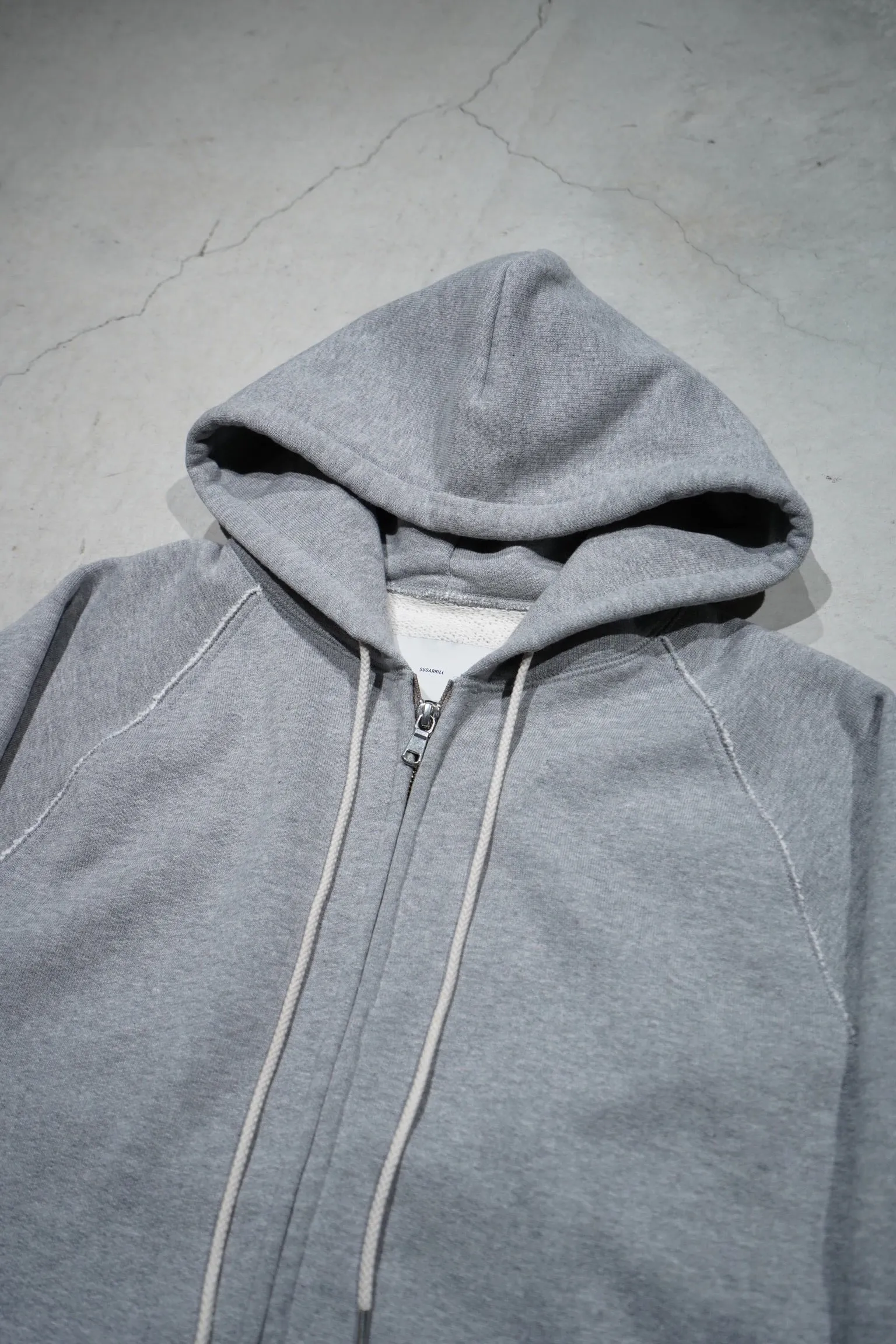 SUGARHILL ZIP-UP RAW EDGE HOODIE(GRAY)