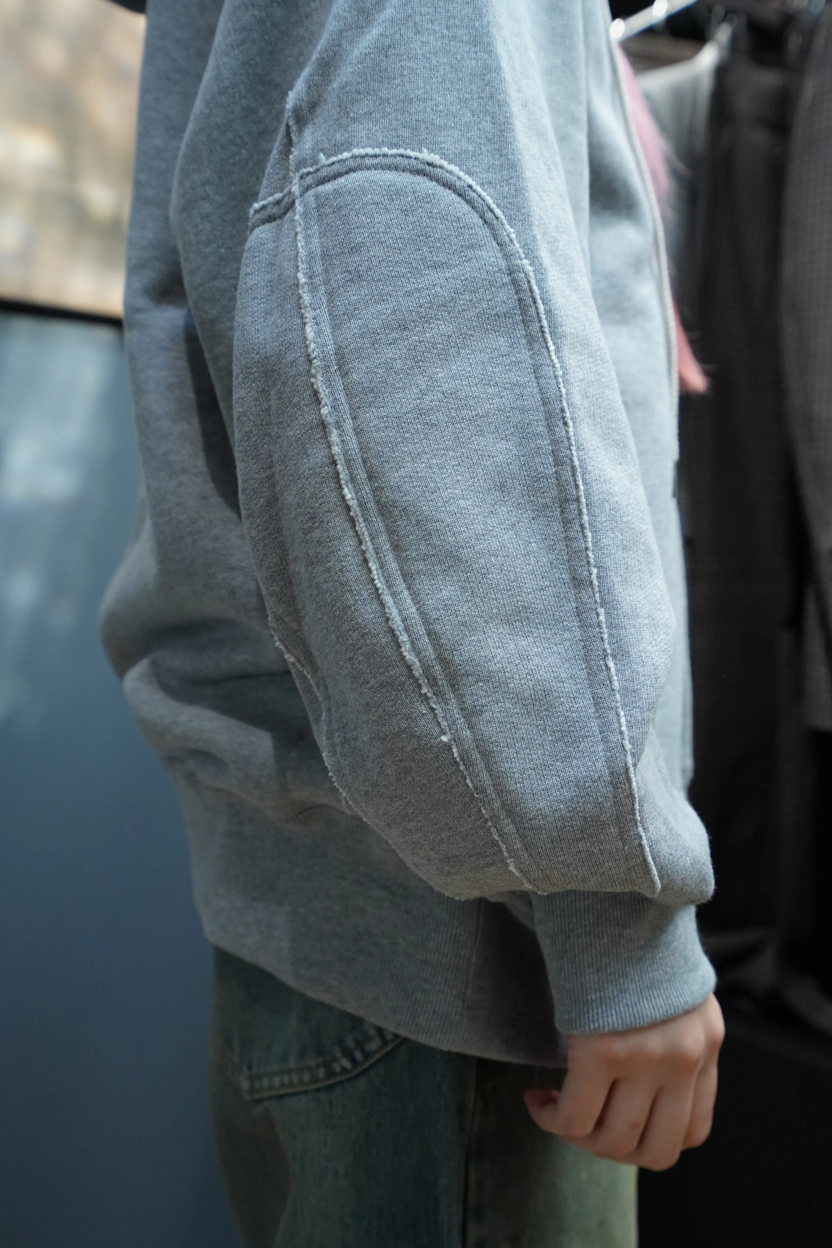 SUGARHILL ZIP-UP RAW EDGE HOODIE(GRAY)
