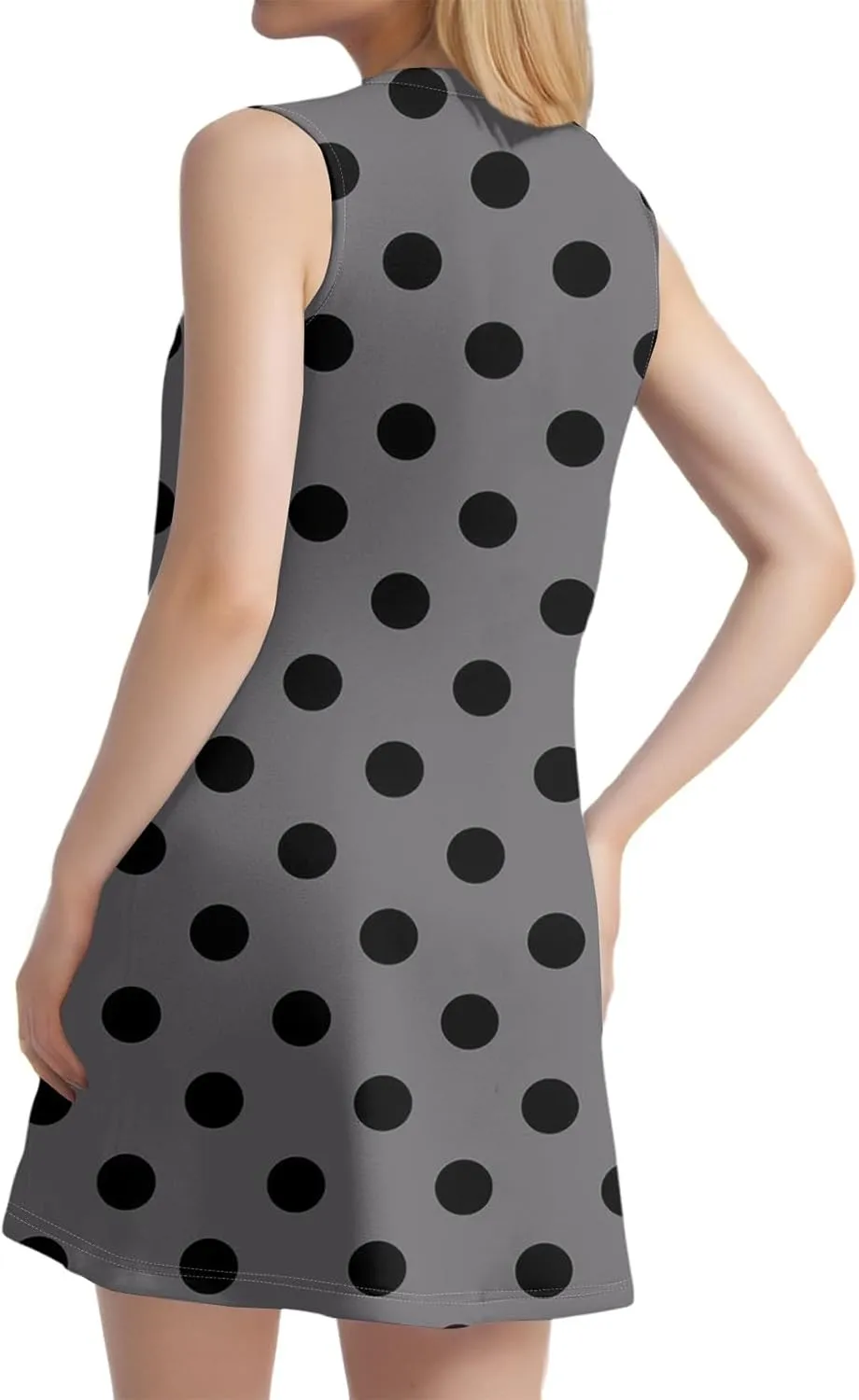 Summer Dresses for Women 2025 Loose O Neck Sundresses Sleeveless Pleated Tank Dress Beach Casual Print Dress with Pockets