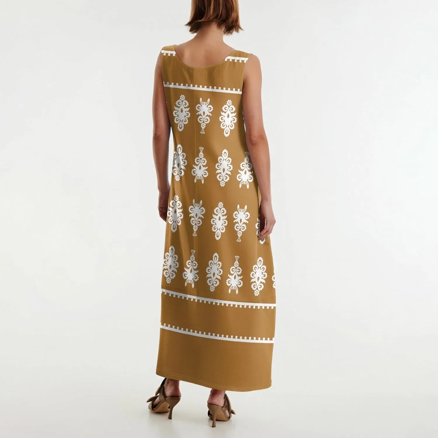 Summer Dresses for Women 2025 Sleeveless Bohemian Maxi Dress with Pockets Floral Print Maxi Sundress Beach Vacation