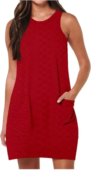 Summer Dresses for Women Sleeveless Sundresses Casual Swing Tank Beach Cover Up Dress Loose T-Shirt Vacation Dresses