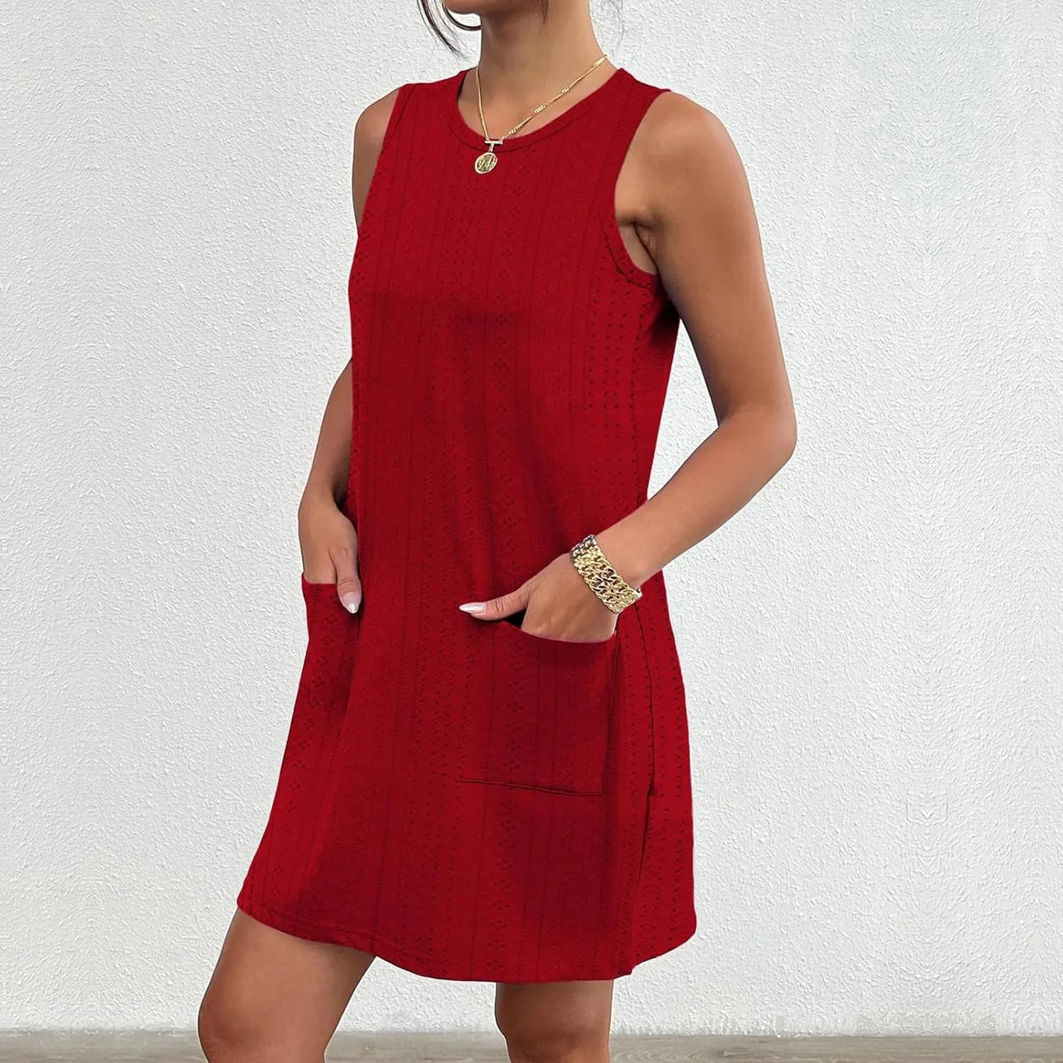 Summer Dresses for Women Sleeveless Sundresses Casual Swing Tank Beach Cover Up Dress Loose T-Shirt Vacation Dresses