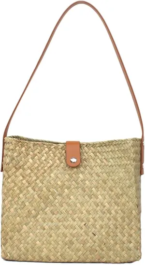 Summer Rattan Hobo Bag for Women 2025 Trendy Beach Clutch Bags Straw Shoulder Handbag Hand-Woven Purse Travel Vacation