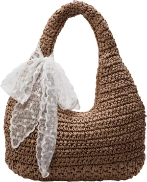 Summer Straw Purses for Women Raffia Beach Bag Hobo Tote Bags Vacation Handbags