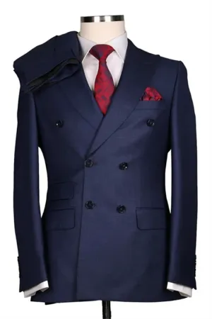 Suzhoufashion Aaron Blue Double Breasted Close Fitting Formal Men Suits